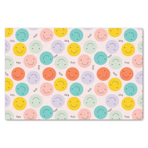 Colorful Smiling Happy Face Pattern Tissue Paper