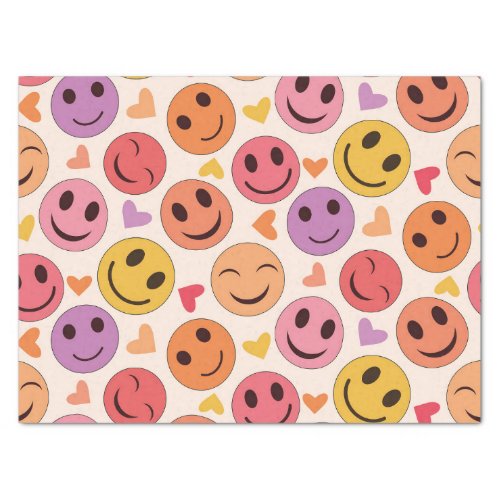 Colorful Smiling Happy faces with hearts   Tissue Paper