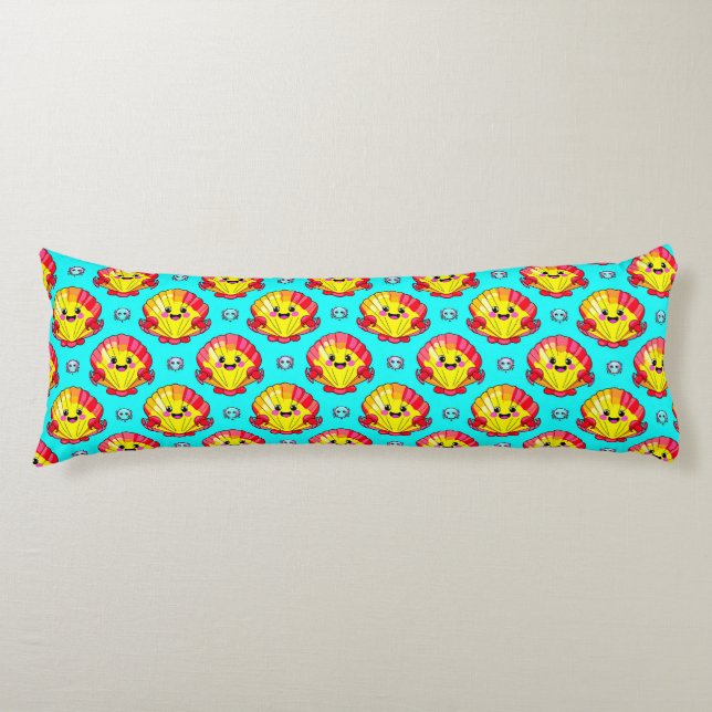 Colorful Smiling Seashells and Crabs Body Pillow (Front)