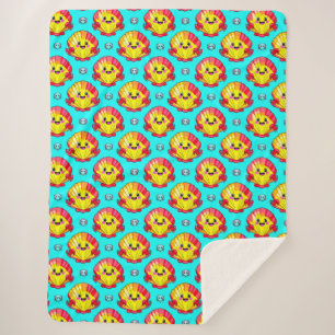 Colorful Smiling Seashells and Crabs Sherpa Blanket