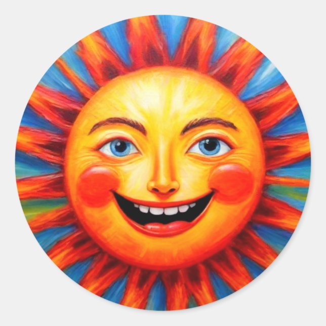 Colorful Smiling Sun Stickers (Front)