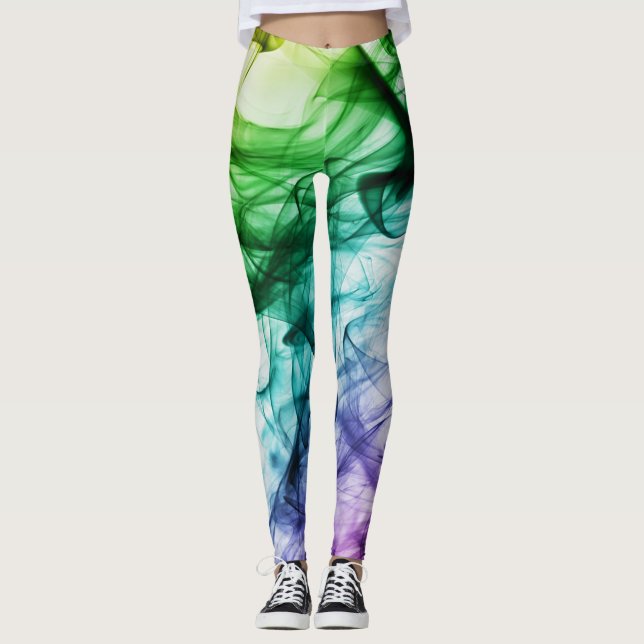 Colorful Smoke Art Design Leggings (Front)