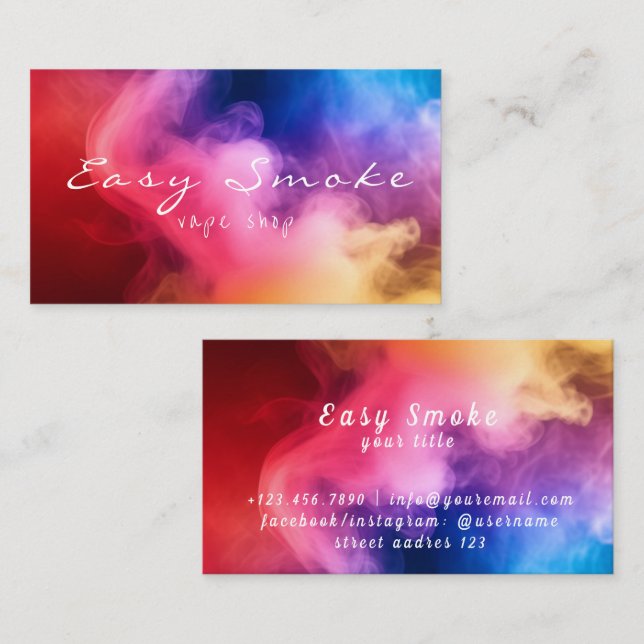 Colorful Smoke Vape Shop Business Card (Front/Back)