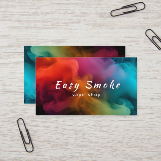 Colorful Smoke Vape Shop Business Card (Front/Back In Situ)