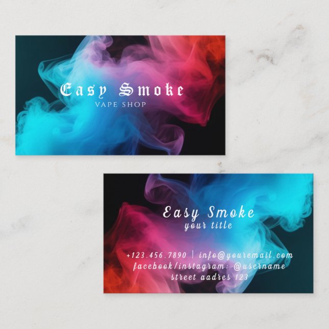 Colorful Smoke Vape Shop Business Card (Front/Back)