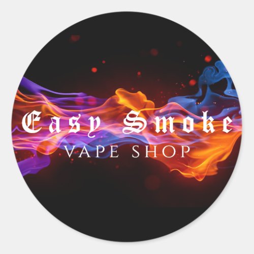 Colorful Smoke Vape Shop Business  Classic Round Sticker