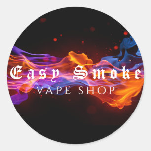 Colorful Smoke Vape Shop Business Classic Round Sticker