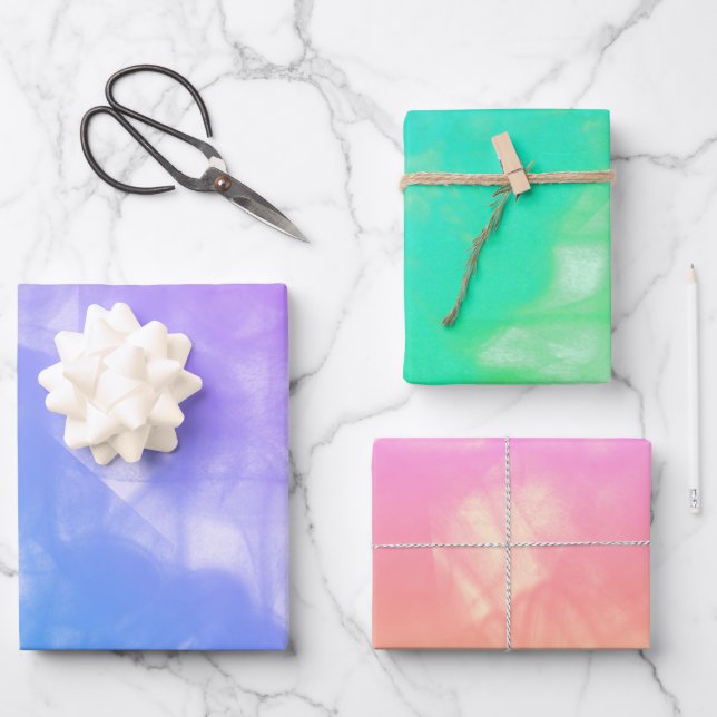 Colorful Smokey Smudges Decoupage  Wrapping Paper Sheets (Front)