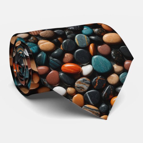 Colorful Smooth Marble Polished Stones Neck Tie
