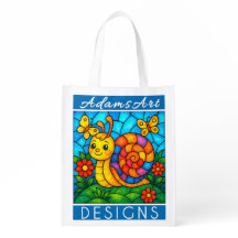 Colorful Snail and Butterflies Stained Glass