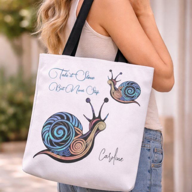 Colorful Snail Tote Bag Slow But Never Stop (Creator Uploaded)