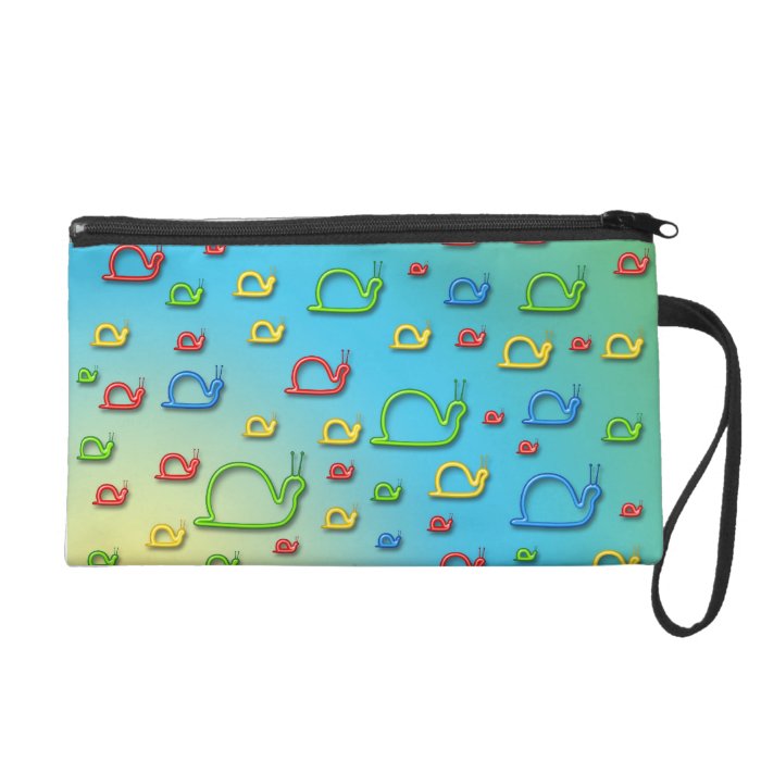 Colorful snails everywhere wristlet clutches