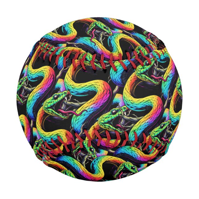 Colorful Snake Illustration Baseball (Front)
