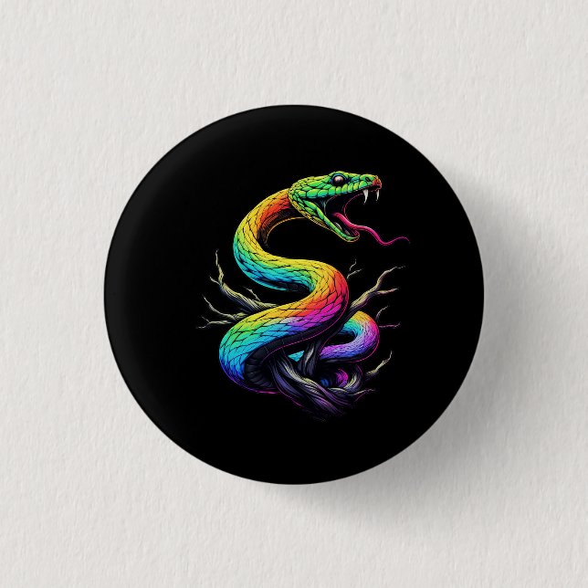 Colorful Snake Illustration Button (Front)