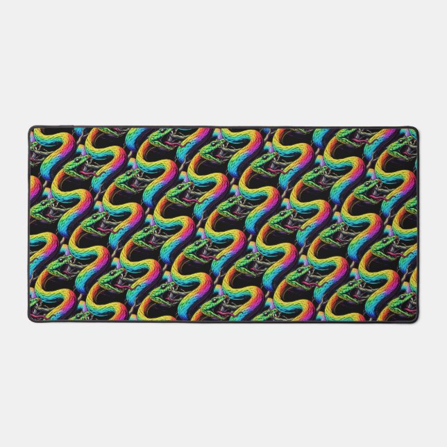 Colorful Snake Illustration Desk Mat (Front)