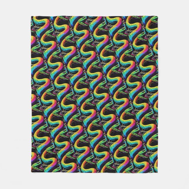 Colorful Snake Illustration Fleece Blanket (Front)