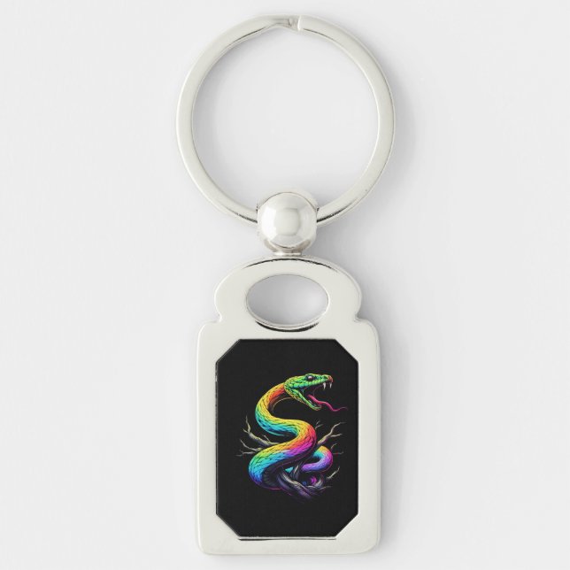 Colorful Snake Illustration Keychain (Front)