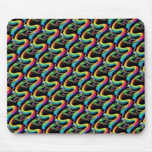 Colorful Snake Illustration Mouse Pad (Front)