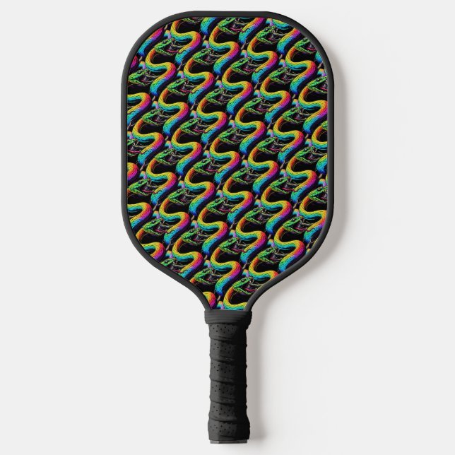 Colorful Snake Illustration Pickleball Paddle (Front)