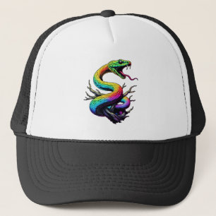 Colorful Snake Illustration Trucker Hat