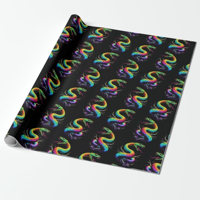 Colorful Snake Illustration Wrapping Paper (Unrolled)