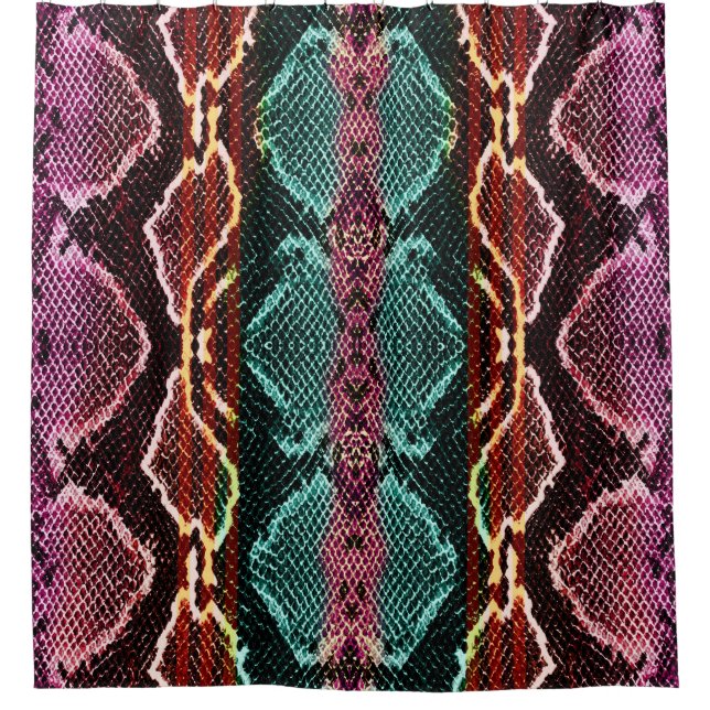 Colorful snake skin, animal print. shower curtain (Front)