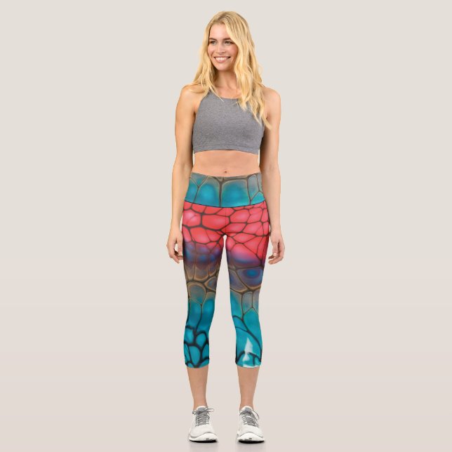 Colorful Snake Skin Capri Leggings (Front)