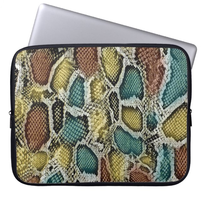 Colorful snake skin: seamless design. laptop sleeve (Front)
