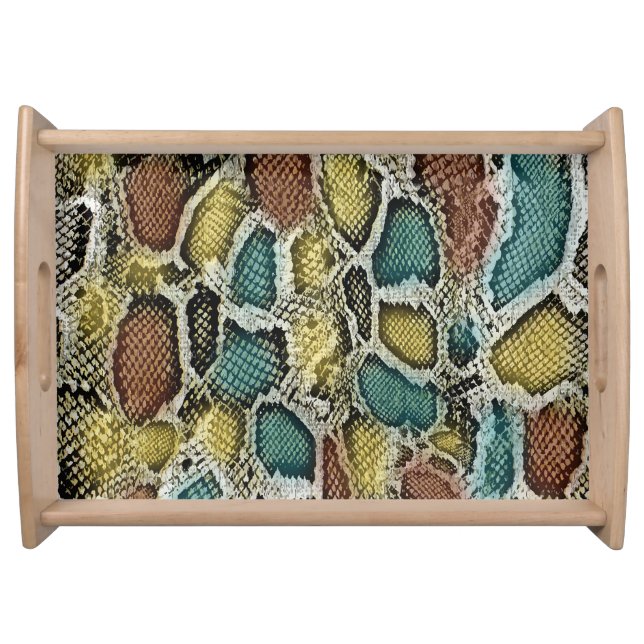 Colorful snake skin: seamless design. serving tray (Front)