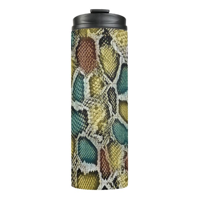 Colorful snake skin: seamless design. thermal tumbler (Front)