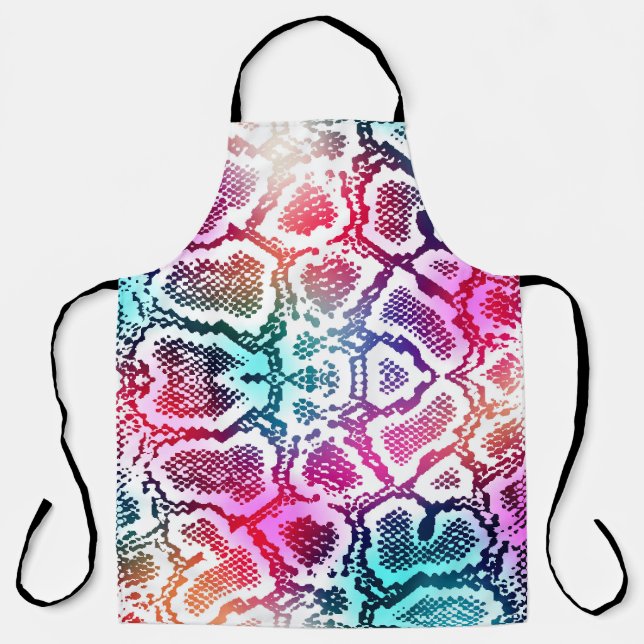 Colorful Snake Skin Texture Pattern. Apron (Front)