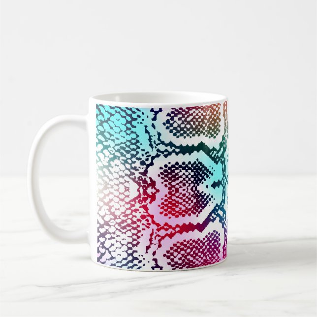 Colorful Snake Skin Texture Pattern. Coffee Mug (Left)