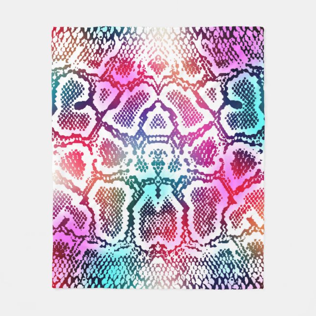 Colorful Snake Skin Texture Pattern. Fleece Blanket (Front)