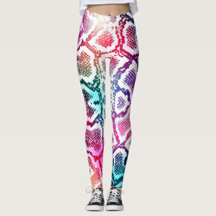 Colorful Snake Skin Texture Pattern. Leggings