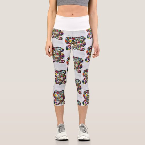 Colorful Snakes High Waisted Capris