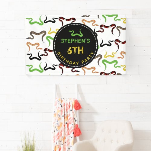 Colorful Snakes Python Reptile Birthday Party  Banner