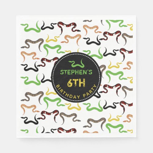 Colorful Snakes Python Reptile Birthday Party  Napkins