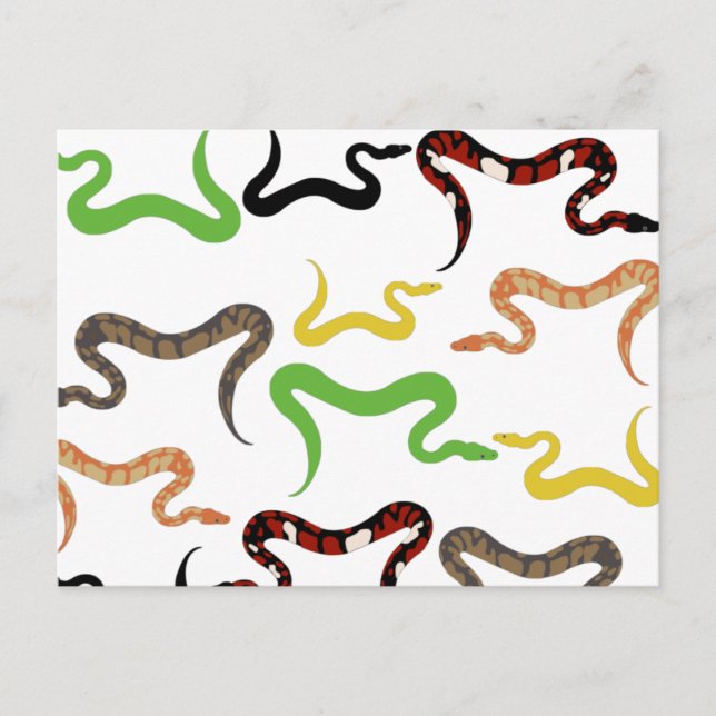 Colorful Snakes Python Reptile Pattern Holiday Postcard (Front)