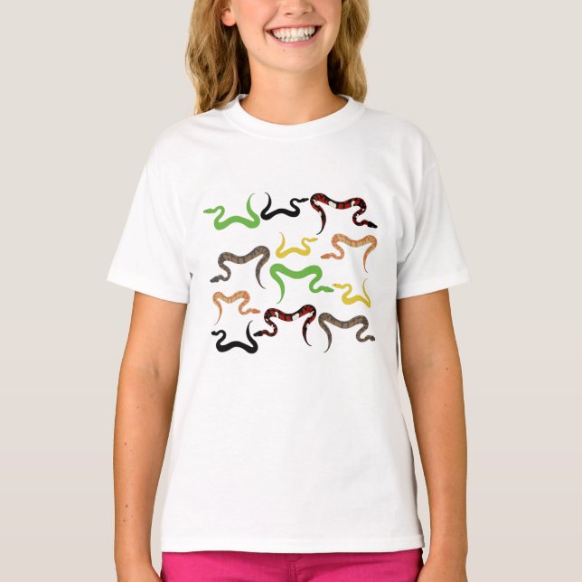 Colorful Snakes Python Reptile Pattern T-Shirt (Front)