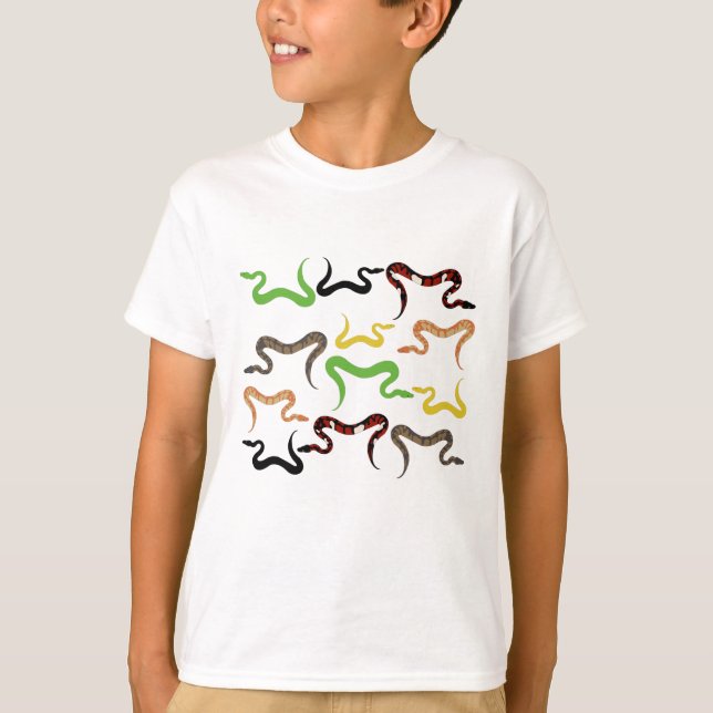 Colorful Snakes Python Reptile Pattern T-Shirt (Front)