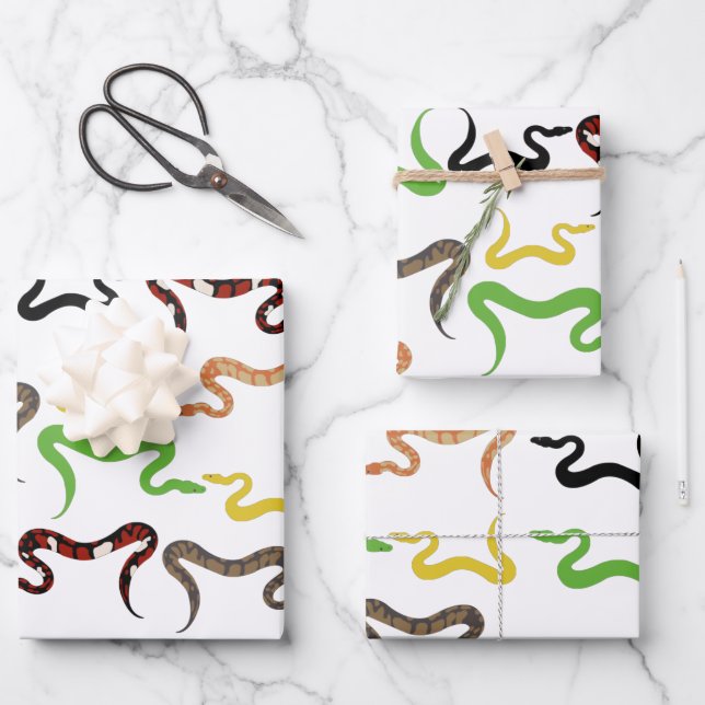 Colorful Snakes Python Reptile Pattern  Wrapping Paper Sheets (Front)