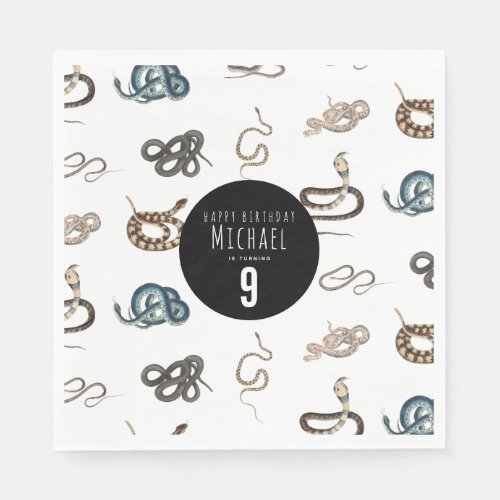Colorful Snakes Reptile Animal Birthday Party Napkins