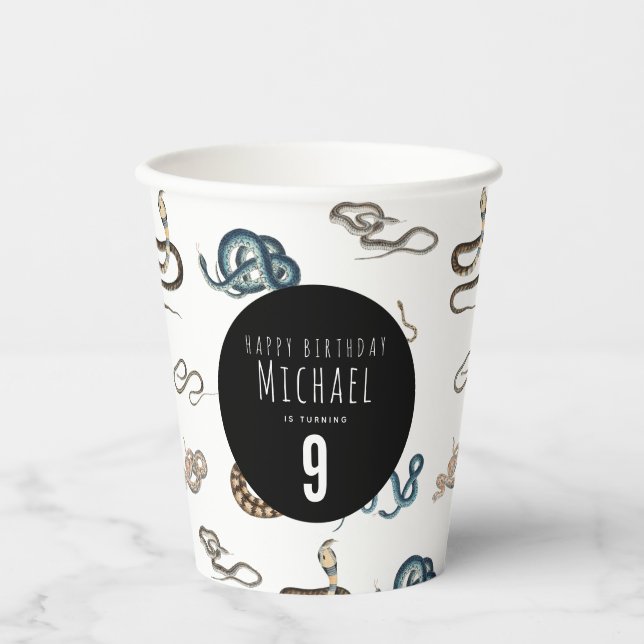 Colorful Snakes Reptile Animal Birthday Party Paper Cups (Front)
