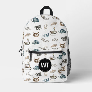 Colorful Snakes Reptile Animal Pattern Monogram Printed Backpack
