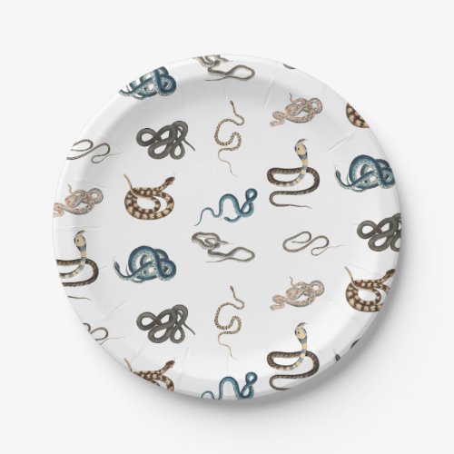 Colorful Snakes Reptile Animal Pattern Paper Plates