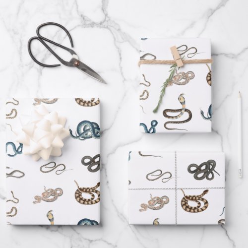 Colorful Snakes Reptile Animal Pattern Wrapping Paper Sheets