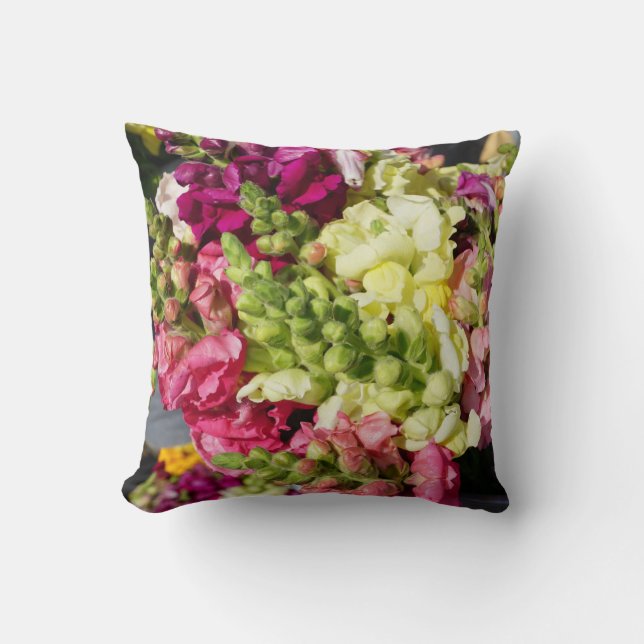 Colorful Snapdragon Floral Flowers Garden Nature Throw Pillow (Front)