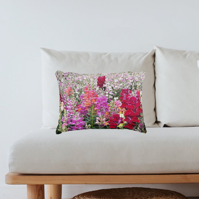 Colorful Snapdragon Garden Floral Accent Pillow (In Situ Sofa)