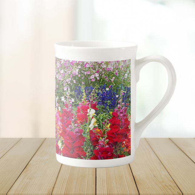 Colorful Snapdragon Garden Floral Bone China Mug (In Situ)