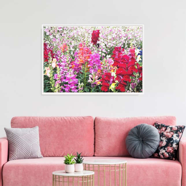 Colorful Snapdragon Garden Floral Canvas Print (Insitu(LivingRoom))
